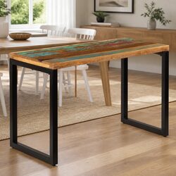 Reclaimed Wood Dining Table 115x55x76 cm with Steel Frame