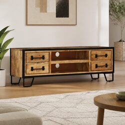 Stylish Solid Mango Wood TV Cabinet 120x30x40cm
