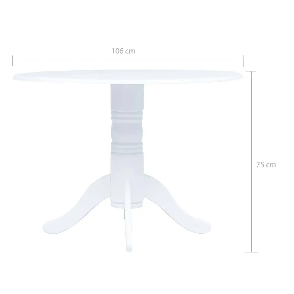 Dining Table White 106cm Solid Rubber Wood MDF Tabletop
