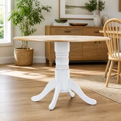 Inviting Dining Table in White and Brown 106cm
