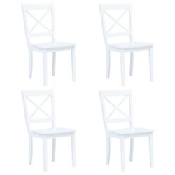 Dining Chairs Set of 4 White Kitchen Seating Ergonomic Design Wooden Furniture