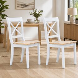 Set of 2 White Dining Chairs for Kitchen Comfort