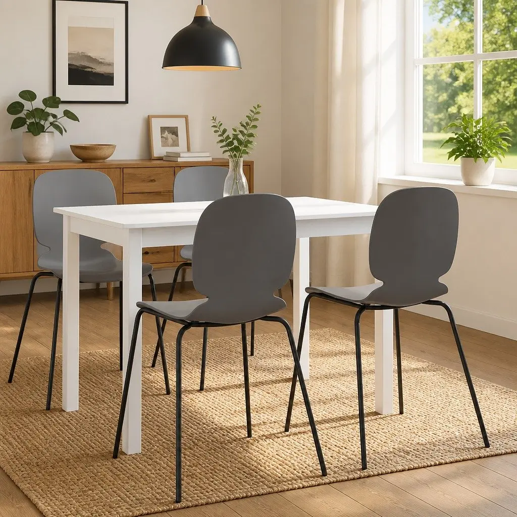 White Dining Table 114x71x75 cm Solid Rubber Wood