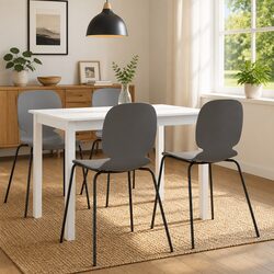 White Dining Table 114x71x75 cm Solid Rubber Wood