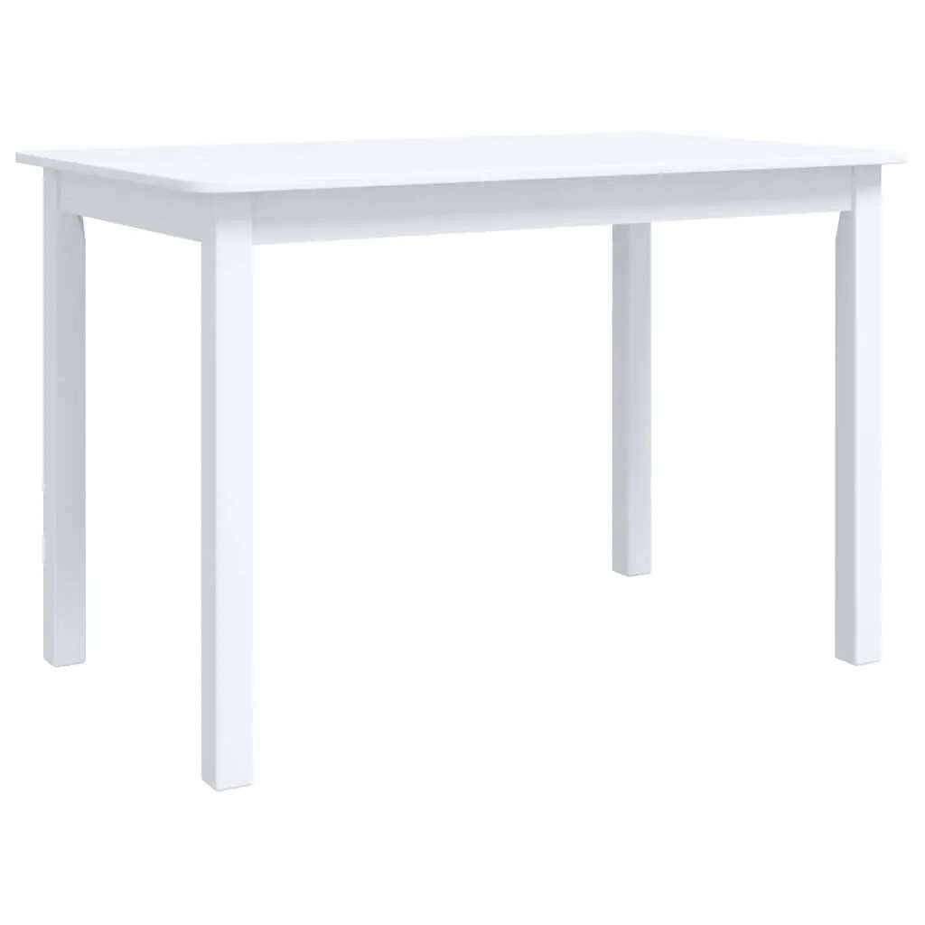 White Dining Table 114x71x75 cm Solid Rubber Wood
