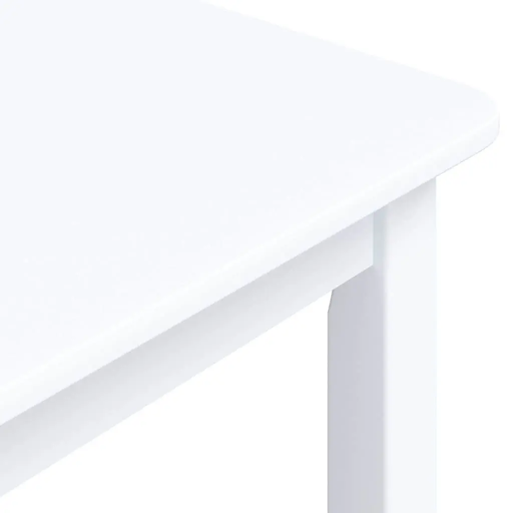 White Dining Table 114x71x75 cm Solid Rubber Wood