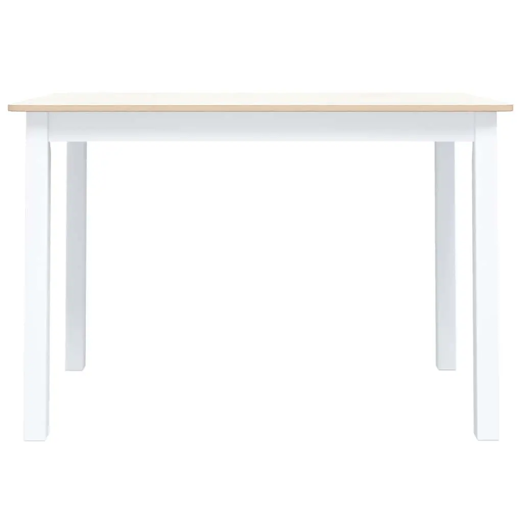 Dining Table White Brown Solid Rubber Wood Kitchen Room Furniture 114x71x75cm