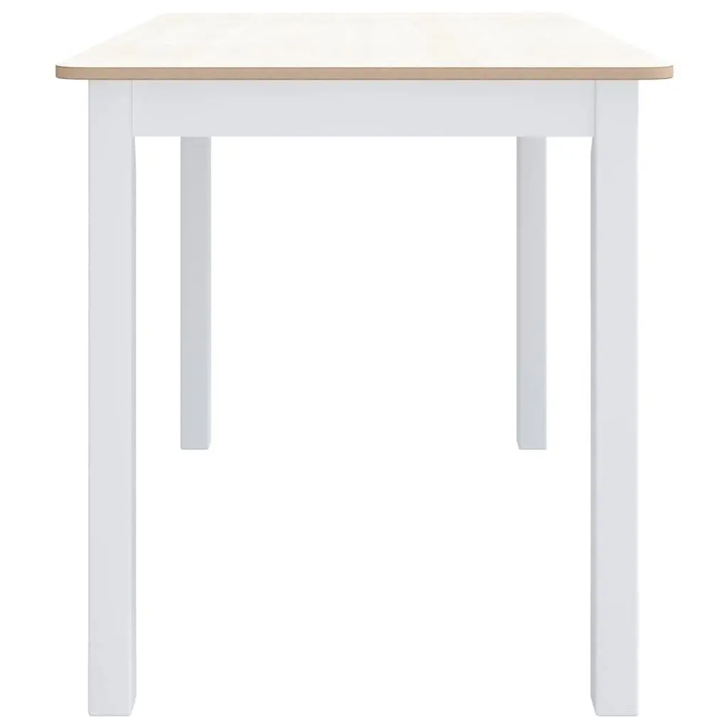 Dining Table White Brown Solid Rubber Wood Kitchen Room Furniture 114x71x75cm