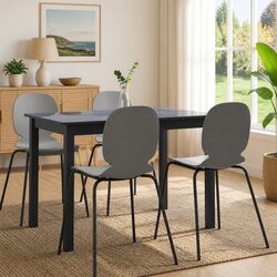 Black Dining Table in Solid Rubber Wood 114x71x75 cm