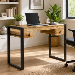Inviting Solid Mango Wood Desk with 2 Drawers