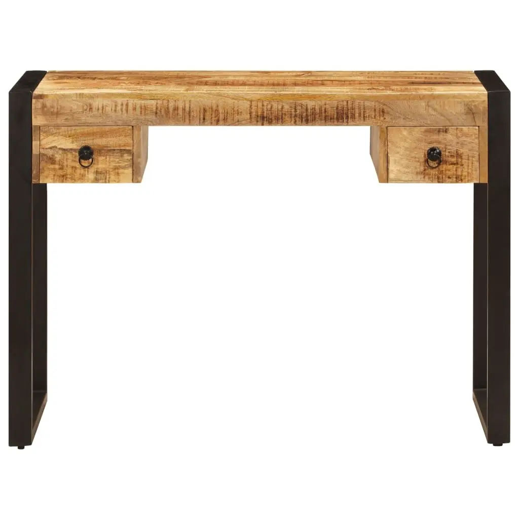 Solid Mango Wood Desk with 2 Drawers 110x50x77 cm Brown Office Computer Table