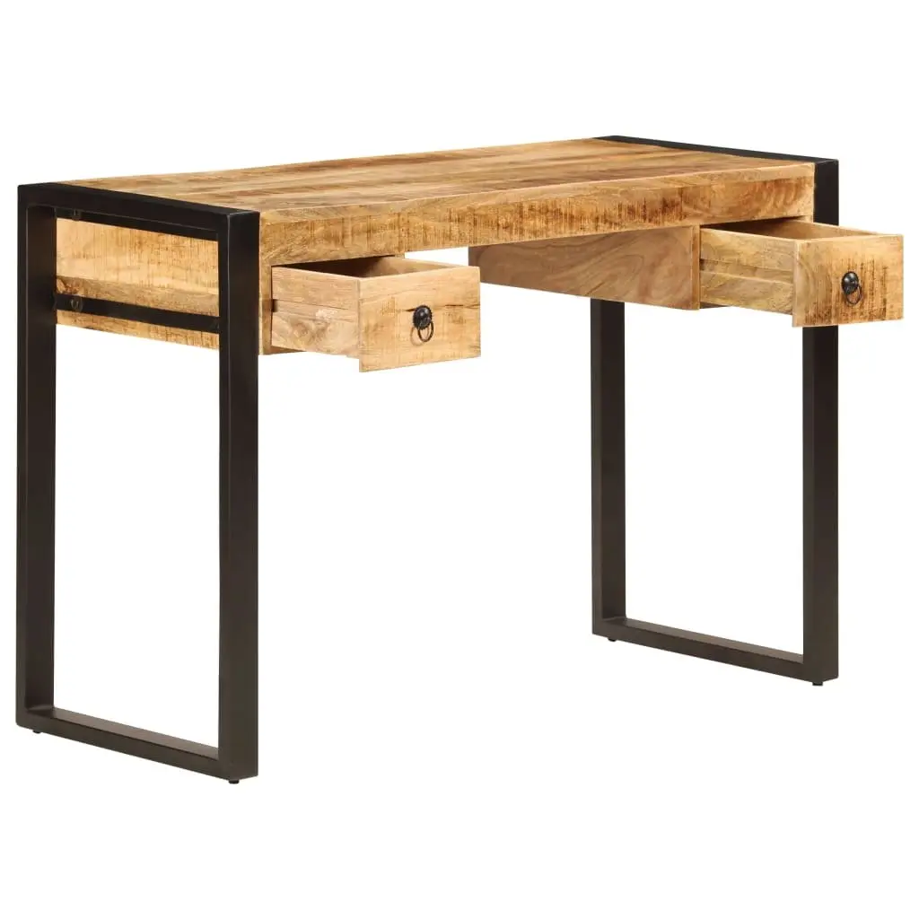 Solid Mango Wood Desk with 2 Drawers 110x50x77 cm Brown Office Computer Table