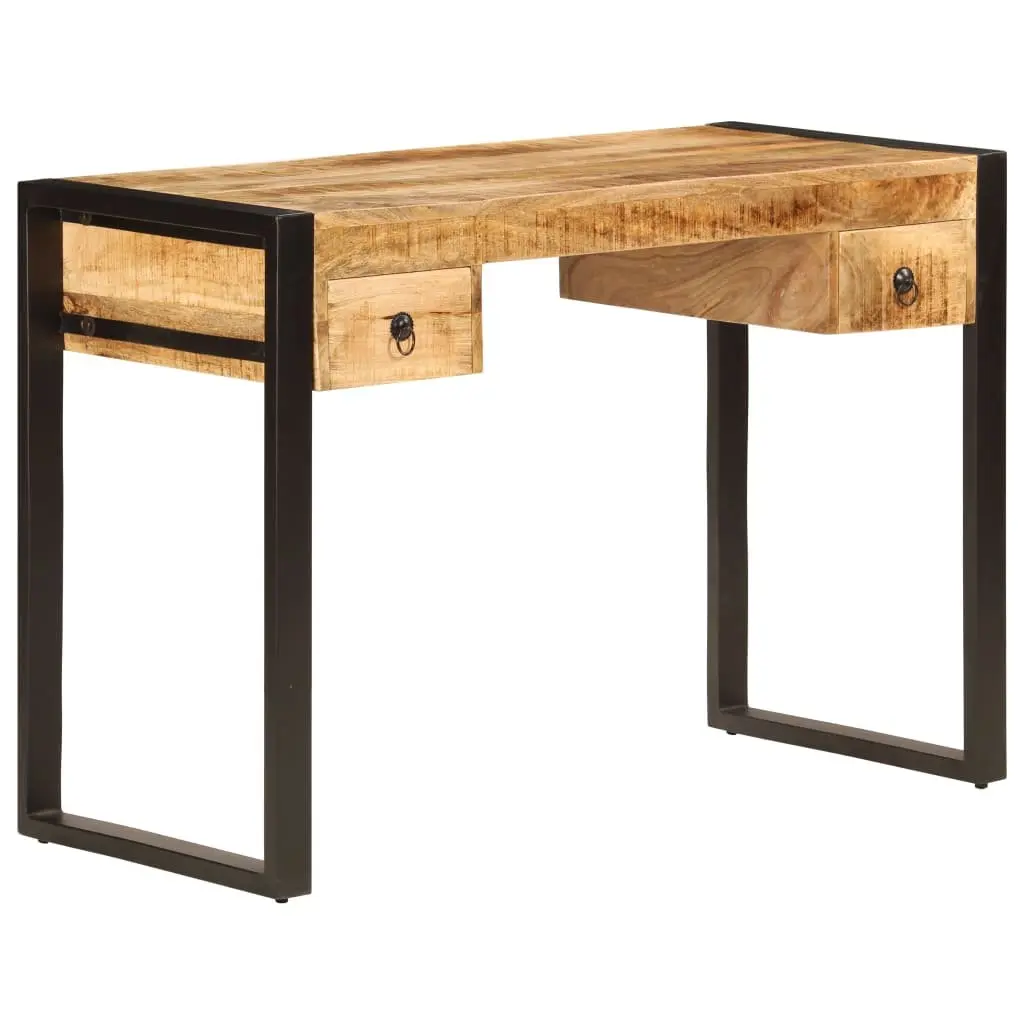 Solid Mango Wood Desk with 2 Drawers 110x50x77 cm Brown Office Computer Table
