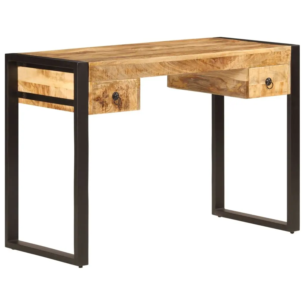 Solid Mango Wood Desk with 2 Drawers 110x50x77 cm Brown Office Computer Table