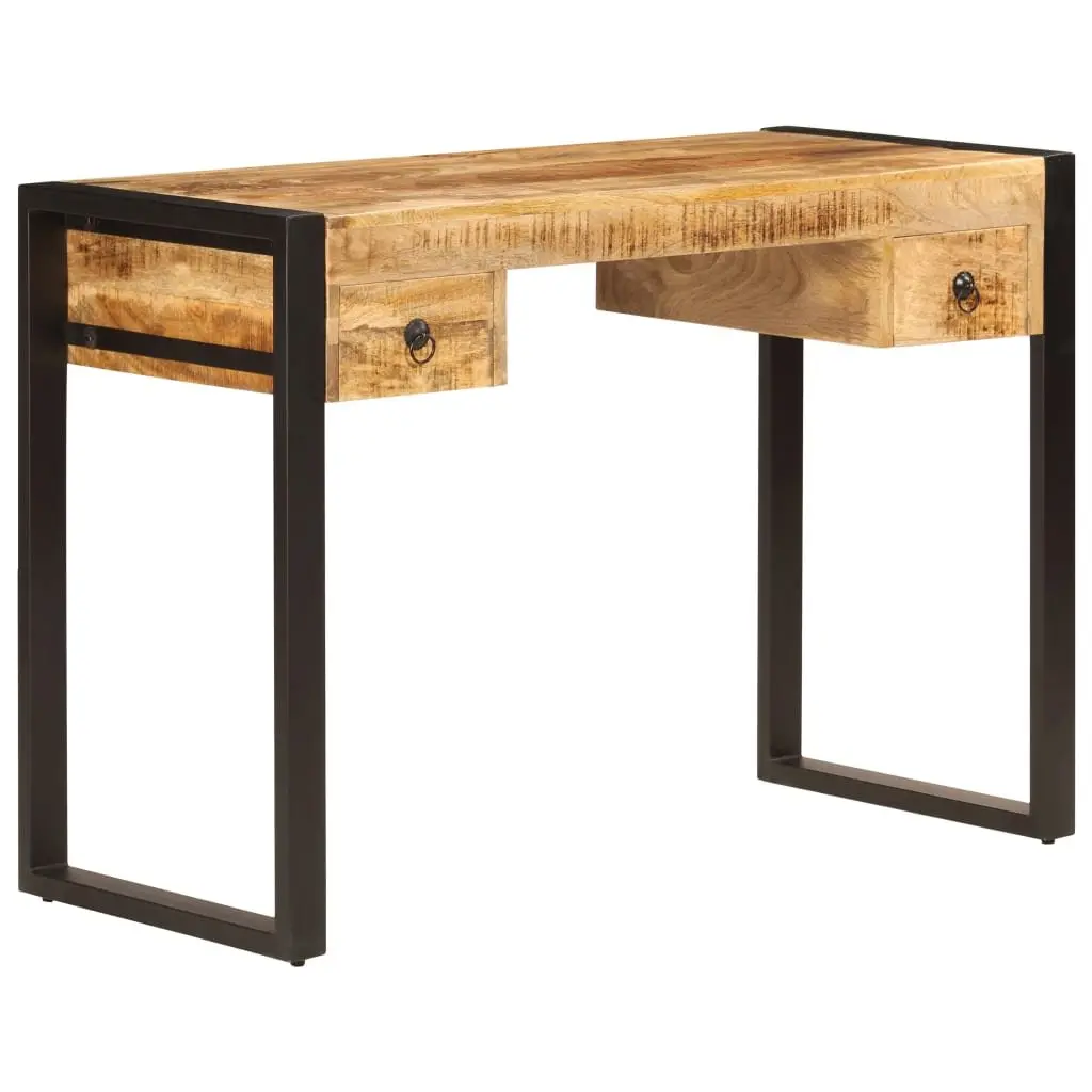 Solid Mango Wood Desk with 2 Drawers 110x50x77 cm Brown Office Computer Table