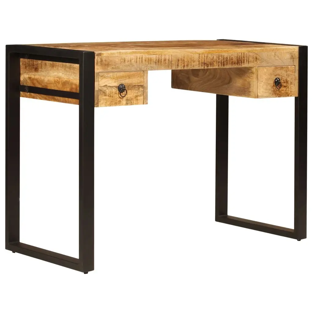 Solid Mango Wood Desk with 2 Drawers 110x50x77 cm Brown Office Computer Table