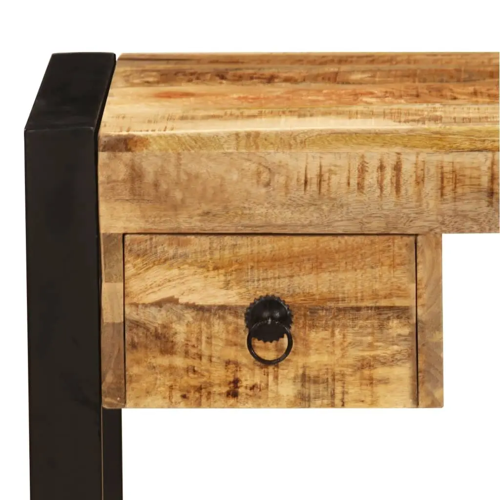 Solid Mango Wood Desk with 2 Drawers 110x50x77 cm Brown Office Computer Table