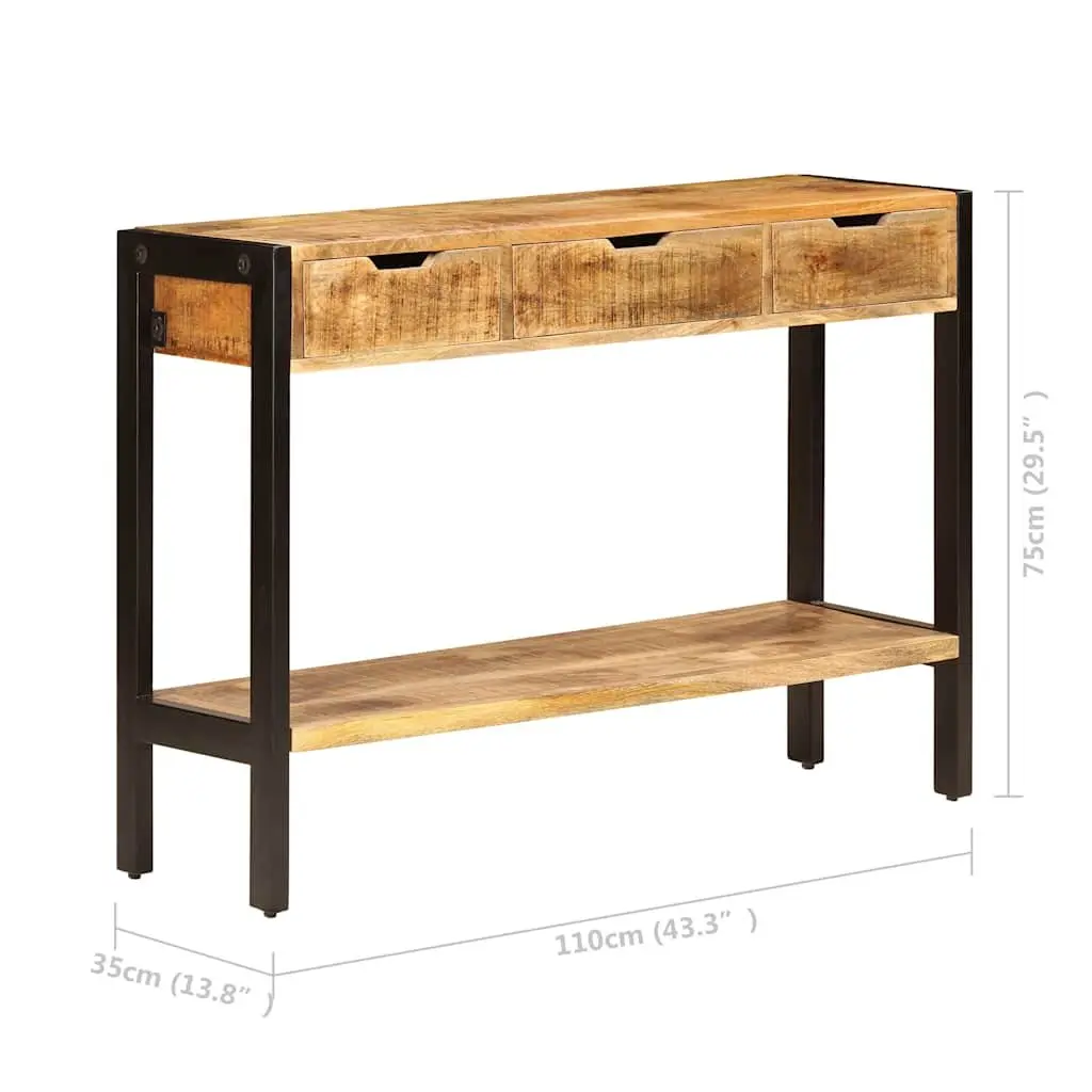 Mango Wood Sideboard with 3 Drawers 110x35x75 cm