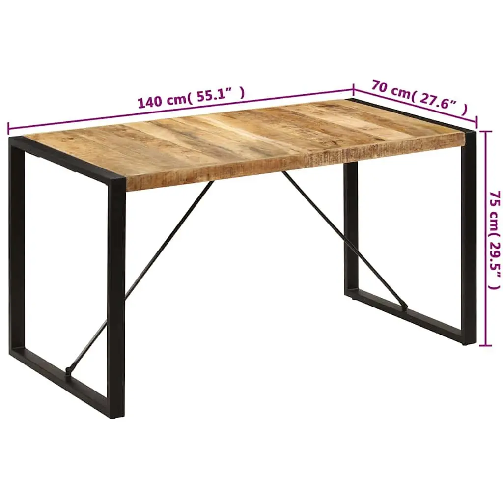 Solid Mango Wood Dining Table 140x70x75cm in Brown