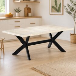 Modern White Dining Table in Solid Mango Wood 200x100x75 cm