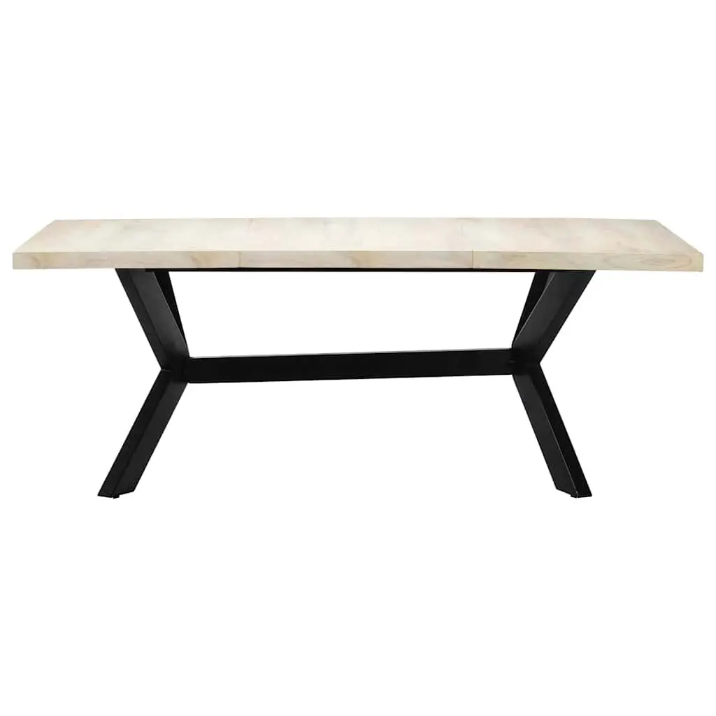 Dining Table Modern Style 200x100x75 cm Solid Mango Wood White