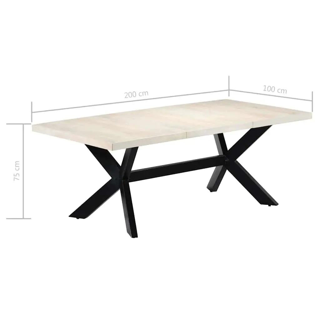 Dining Table Modern Style 200x100x75 cm Solid Mango Wood White