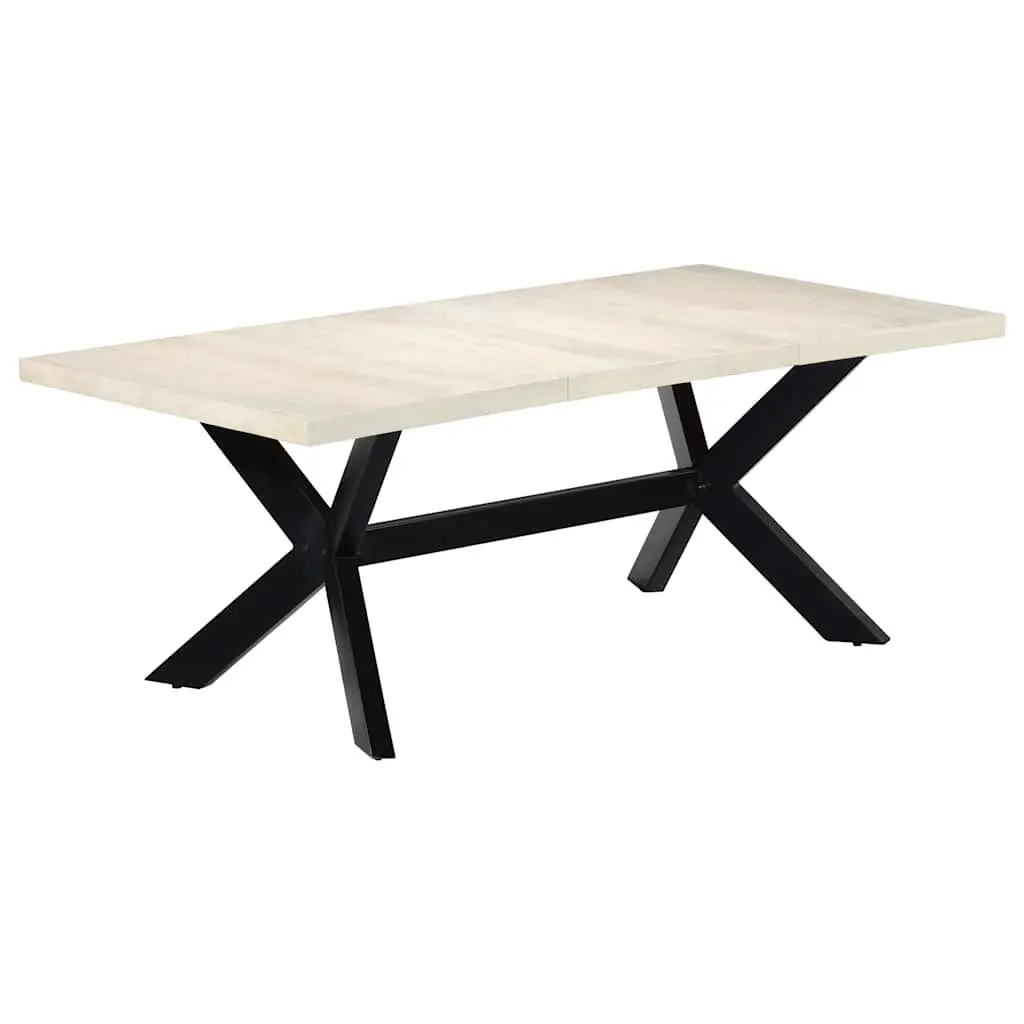 Dining Table Modern Style 200x100x75 cm Solid Mango Wood White