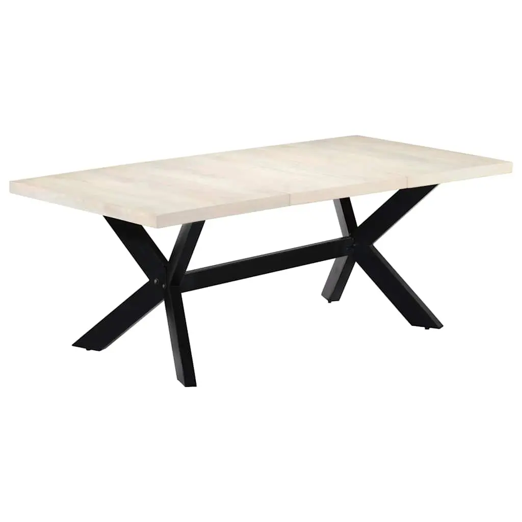 Dining Table Modern Style 200x100x75 cm Solid Mango Wood White