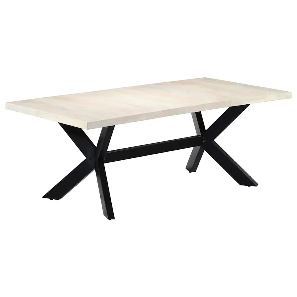 Dining Table Modern Style 200x100x75 cm Solid Mango Wood White