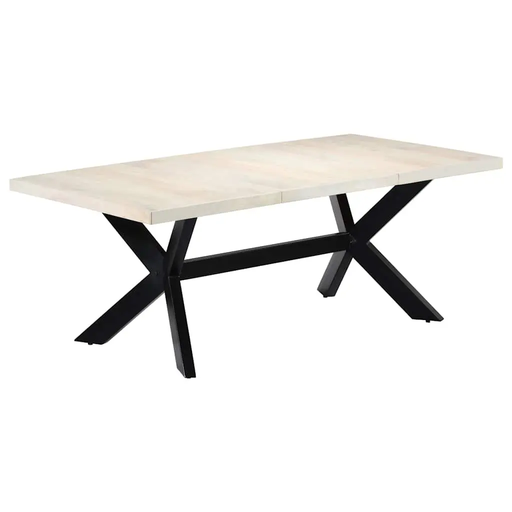 Dining Table Modern Style 200x100x75 cm Solid Mango Wood White
