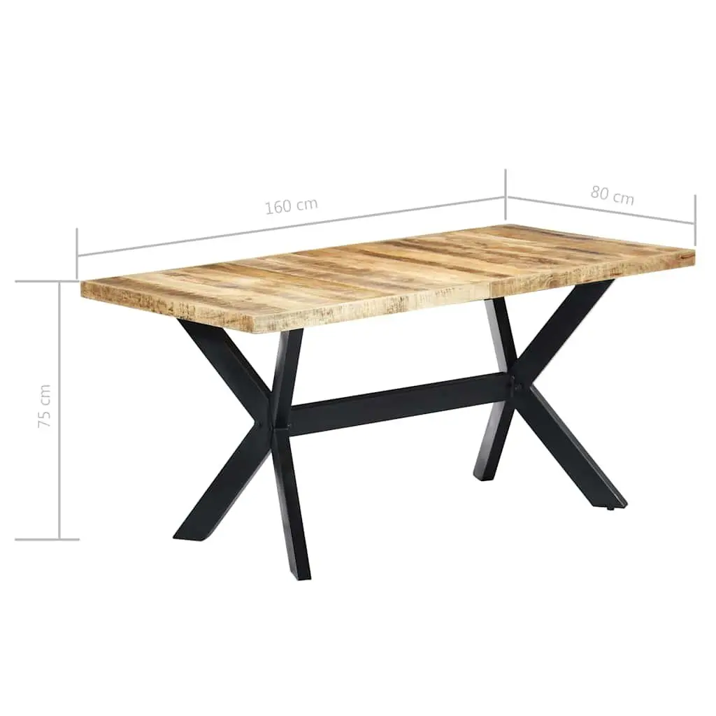 Dining Table Industrial Style 160x80x75 cm Solid Rough Mango Wood