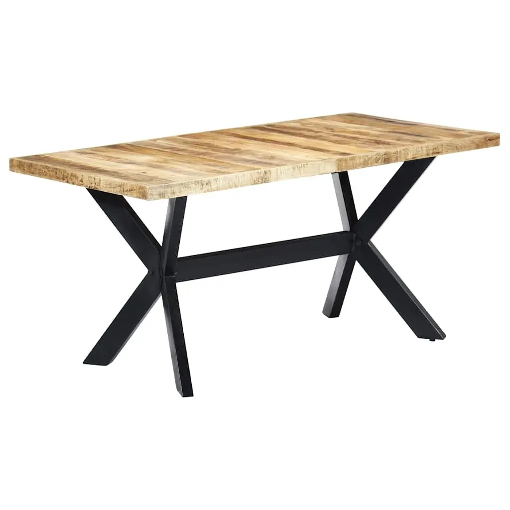 Dining Table Industrial Style 160x80x75 cm Solid Rough Mango Wood