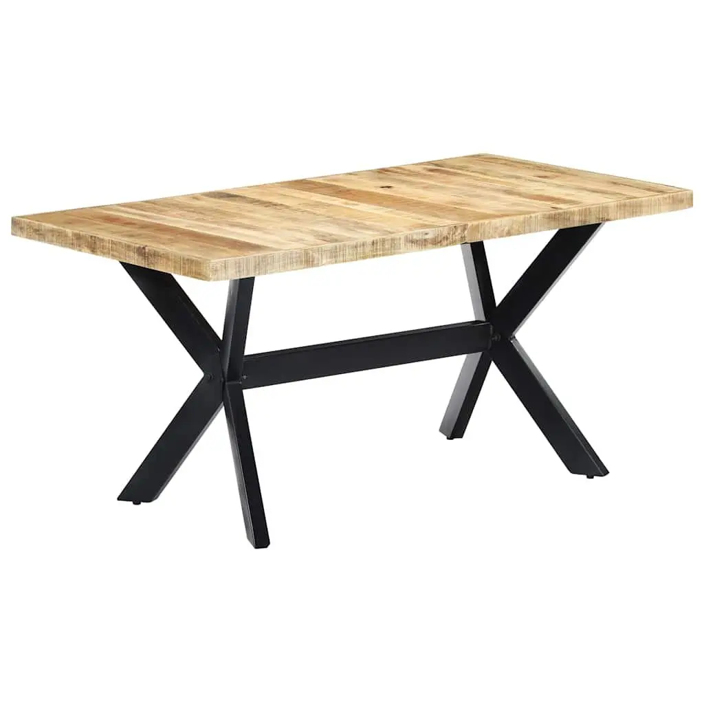 Dining Table Industrial Style 160x80x75 cm Solid Rough Mango Wood