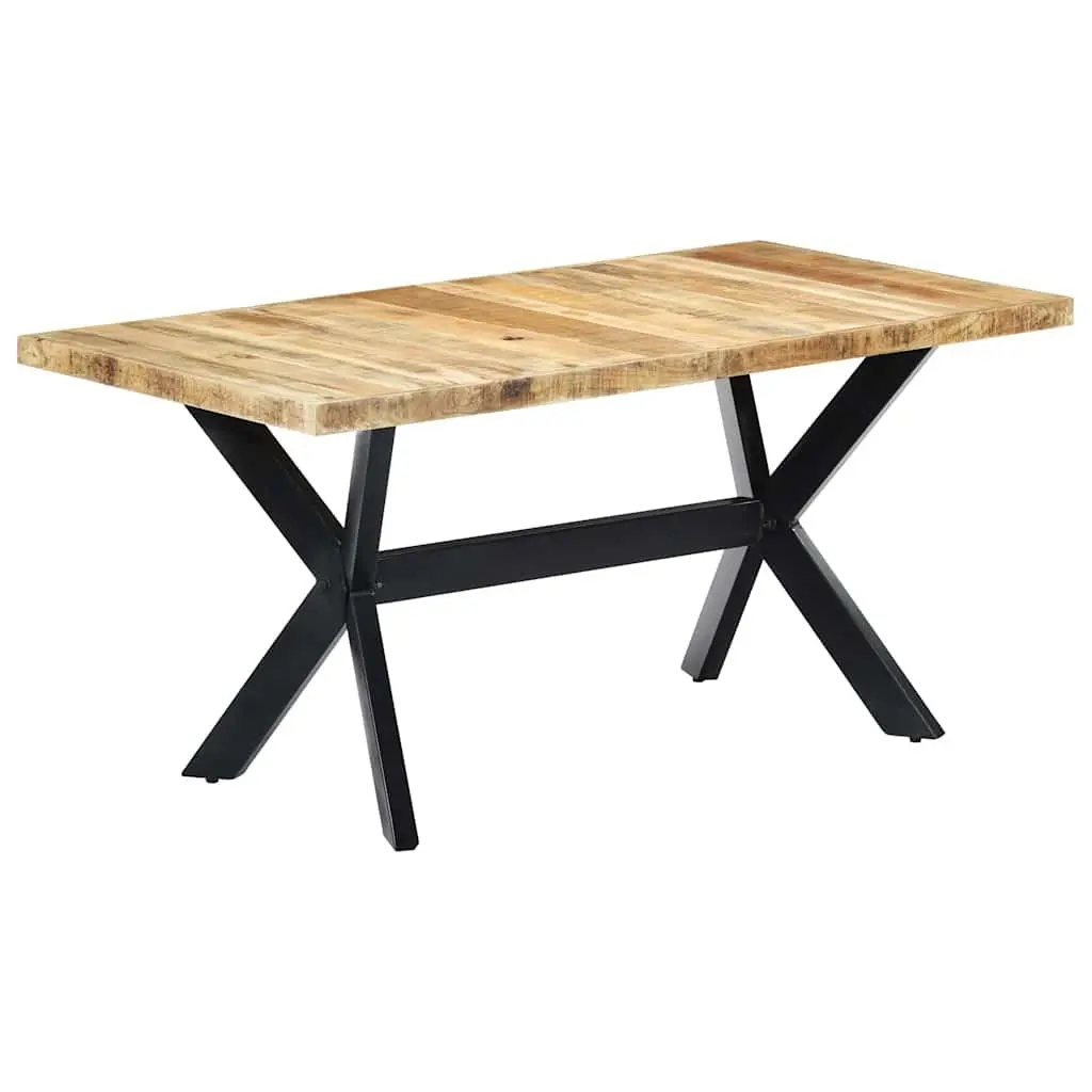 Dining Table Industrial Style 160x80x75 cm Solid Rough Mango Wood