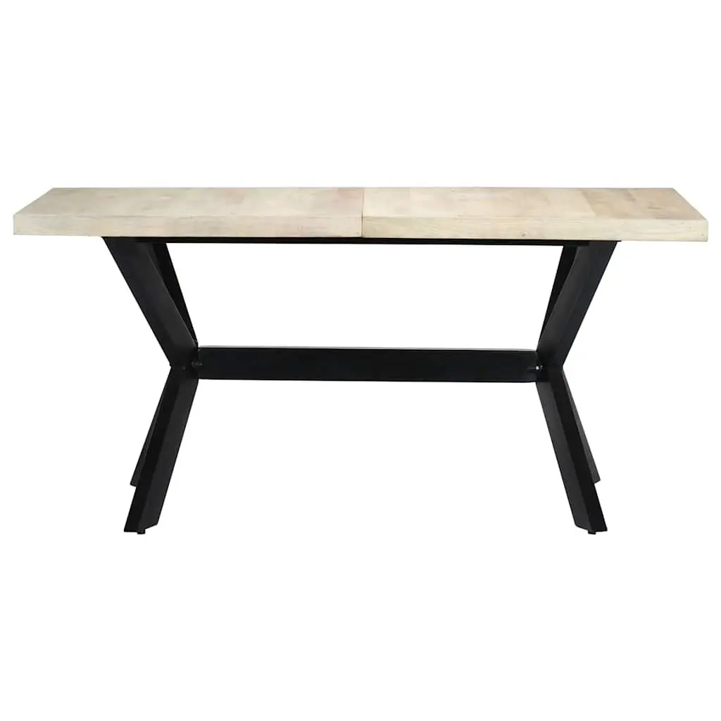 Dining Table White 160x80x75 cm Solid Mango Wood Kitchen Furniture