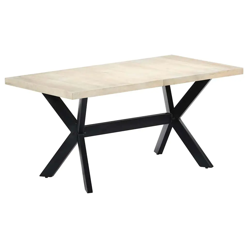 Dining Table White 160x80x75 cm Solid Mango Wood Kitchen Furniture