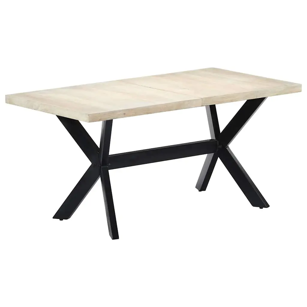 Dining Table White 160x80x75 cm Solid Mango Wood Kitchen Furniture