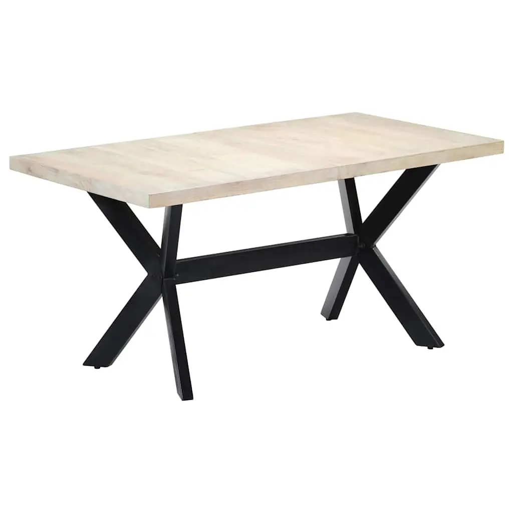 Dining Table White 160x80x75 cm Solid Mango Wood Kitchen Furniture