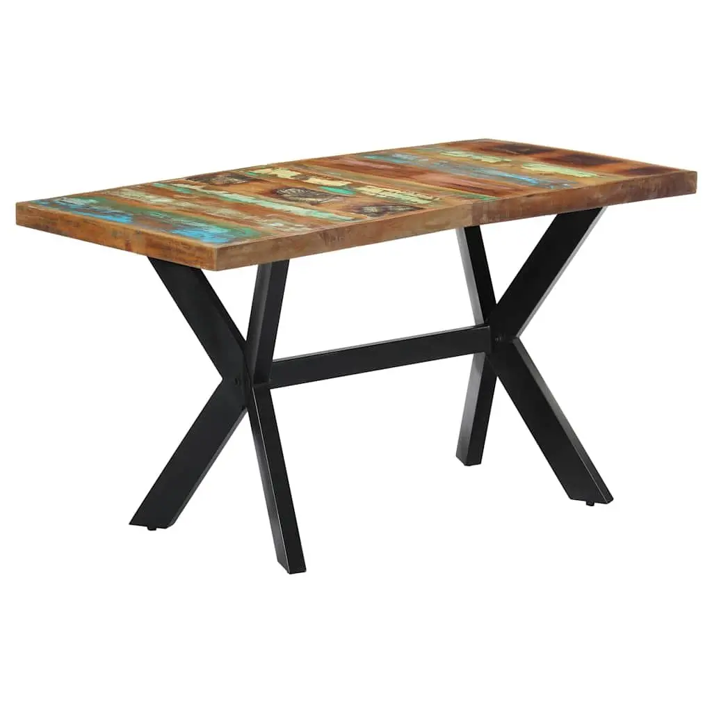 Dining Table Industrial Style 140x70x75 cm Solid Reclaimed Wood Steel Frame