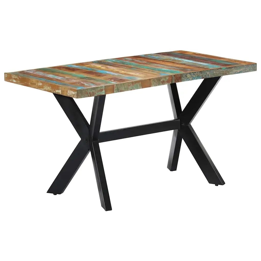Dining Table Industrial Style 140x70x75 cm Solid Reclaimed Wood Steel Frame