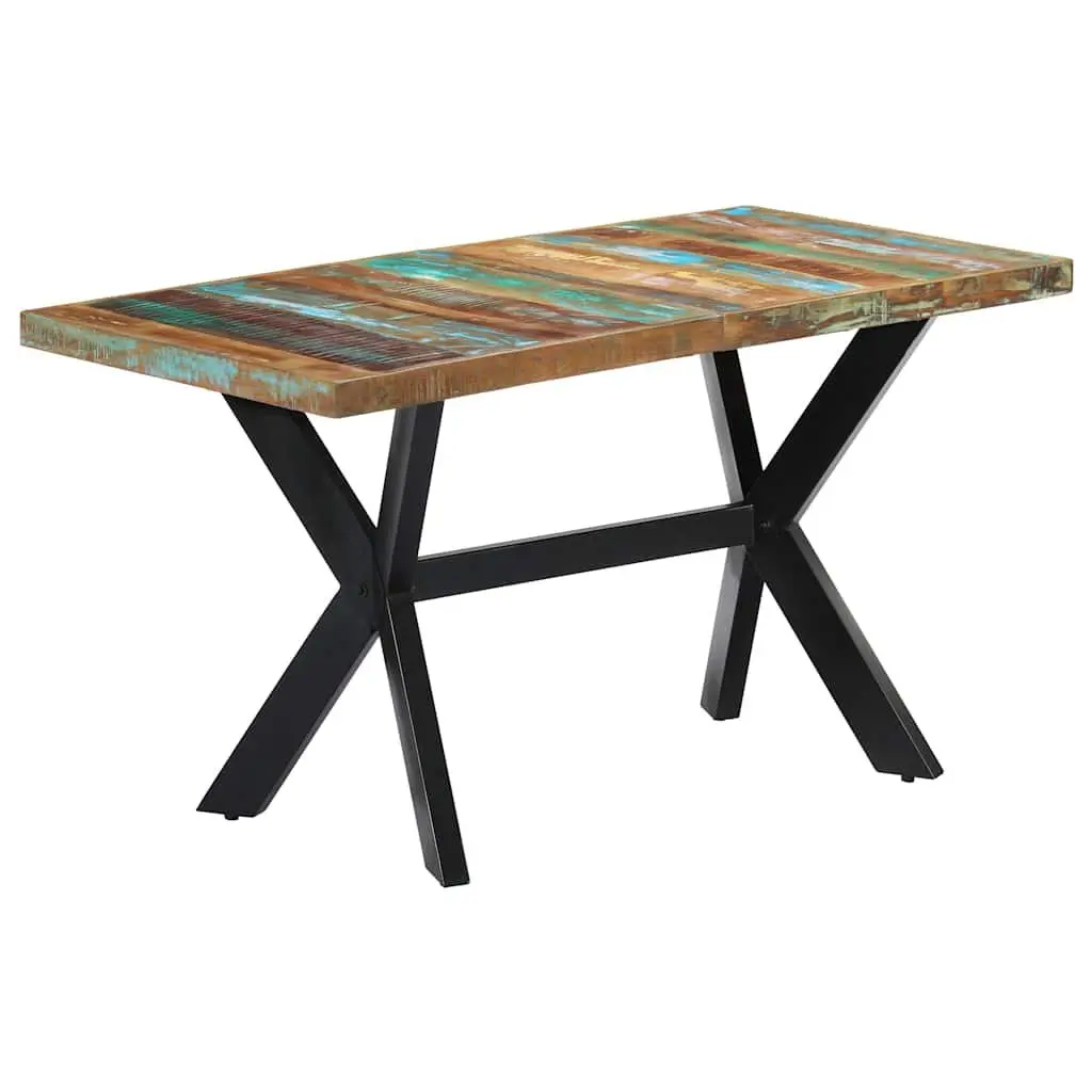 Dining Table Industrial Style 140x70x75 cm Solid Reclaimed Wood Steel Frame