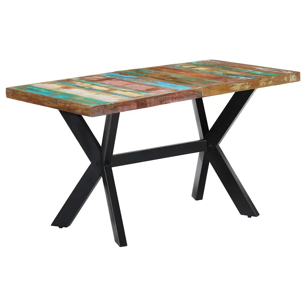 Dining Table Industrial Style 140x70x75 cm Solid Reclaimed Wood Steel Frame
