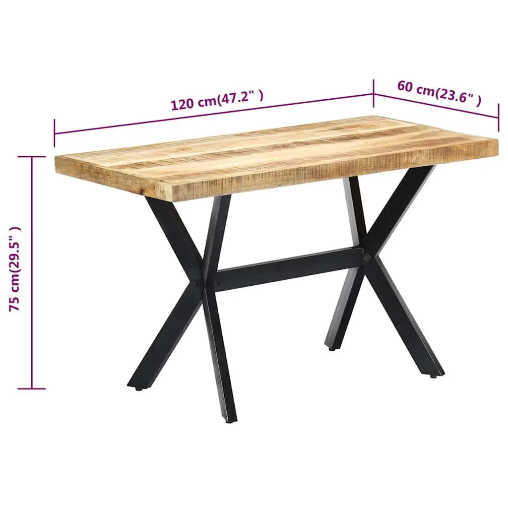 Dining Table Industrial Style 120x60x75 cm Solid Mango Wood