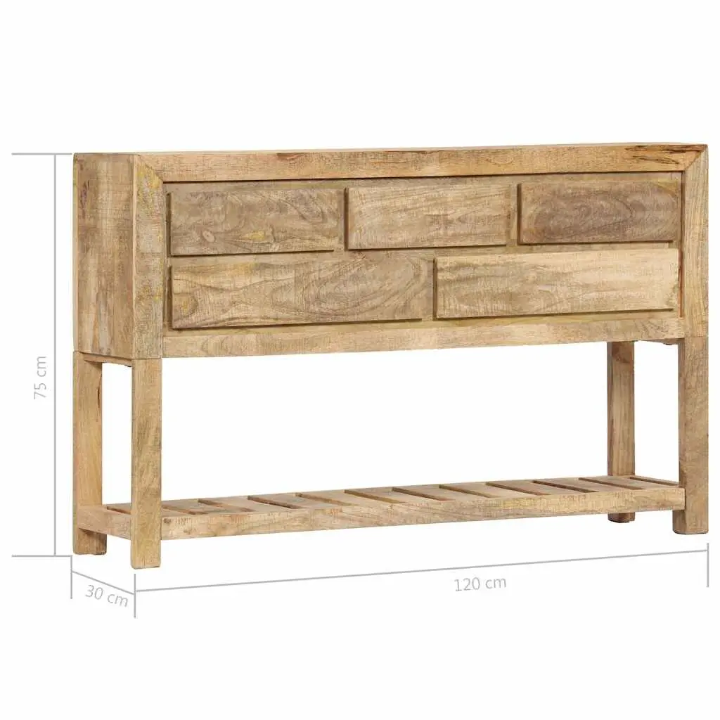 Sideboard Brown 120x30x75 cm Solid Mango Wood Storage Cabinet with 5 Drawers and 1 Shelf