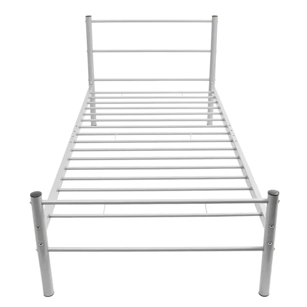 Grey Metal King Single Bed Frame with Slatted Base