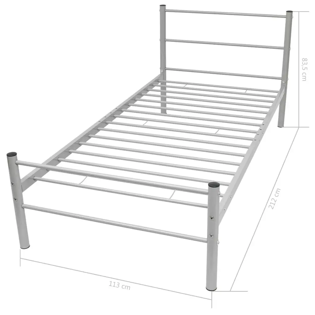 Grey Metal King Single Bed Frame with Slatted Base