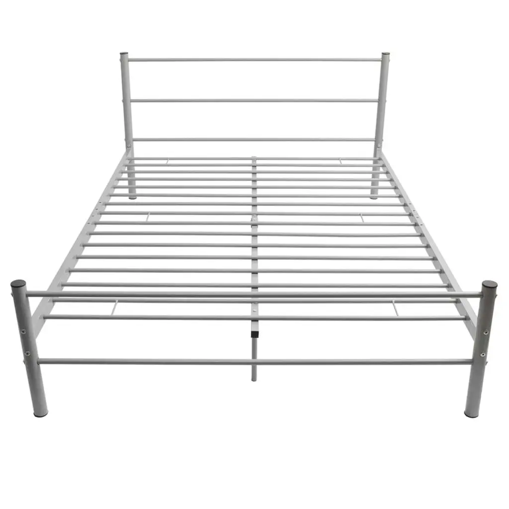 Metal Double Bed Frame Grey with Slatted Base Construction