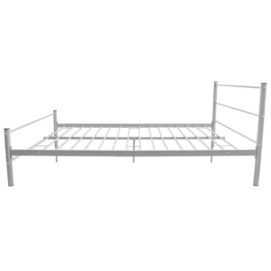 Metal Double Bed Frame Grey with Slatted Base Construction