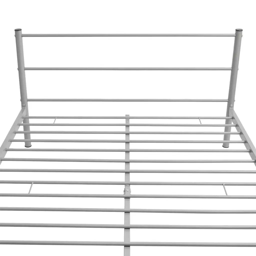 Metal Double Bed Frame Grey with Slatted Base Construction