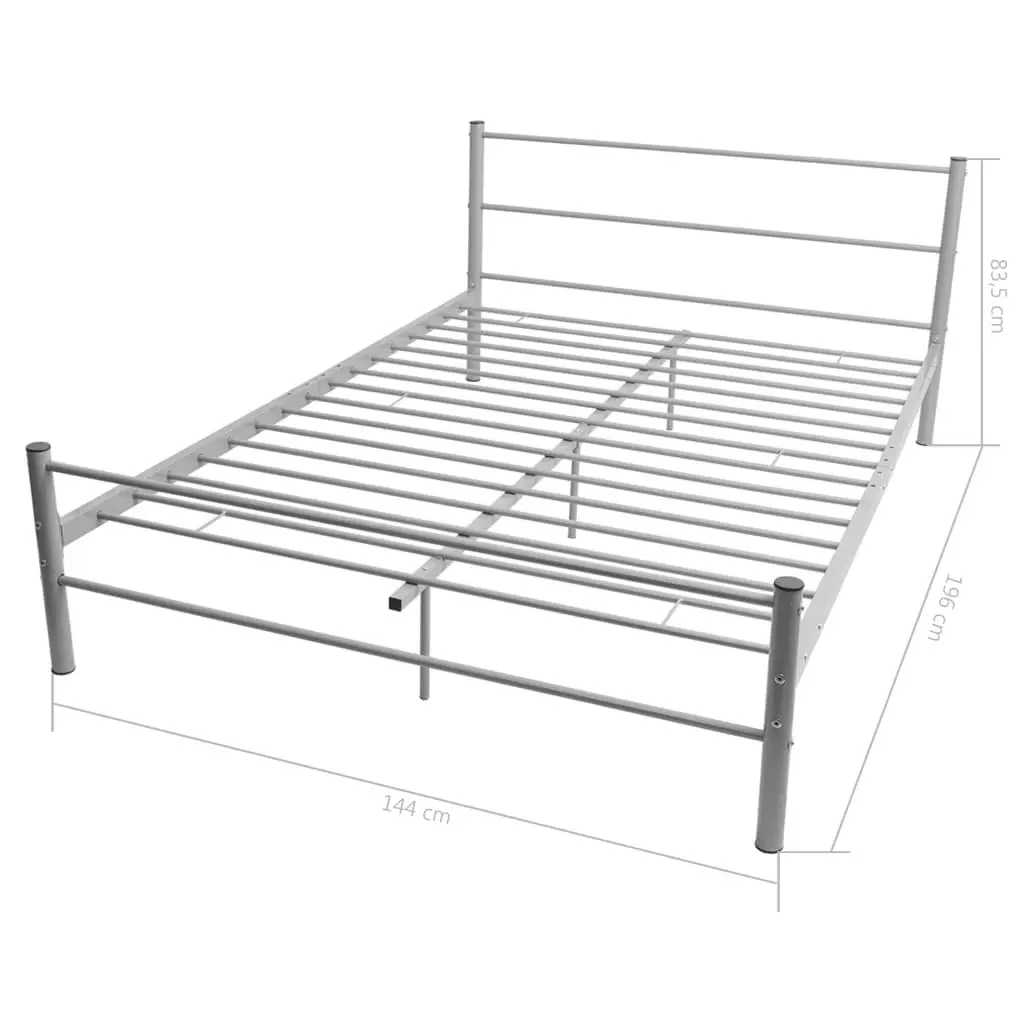 Metal Double Bed Frame Grey with Slatted Base Construction